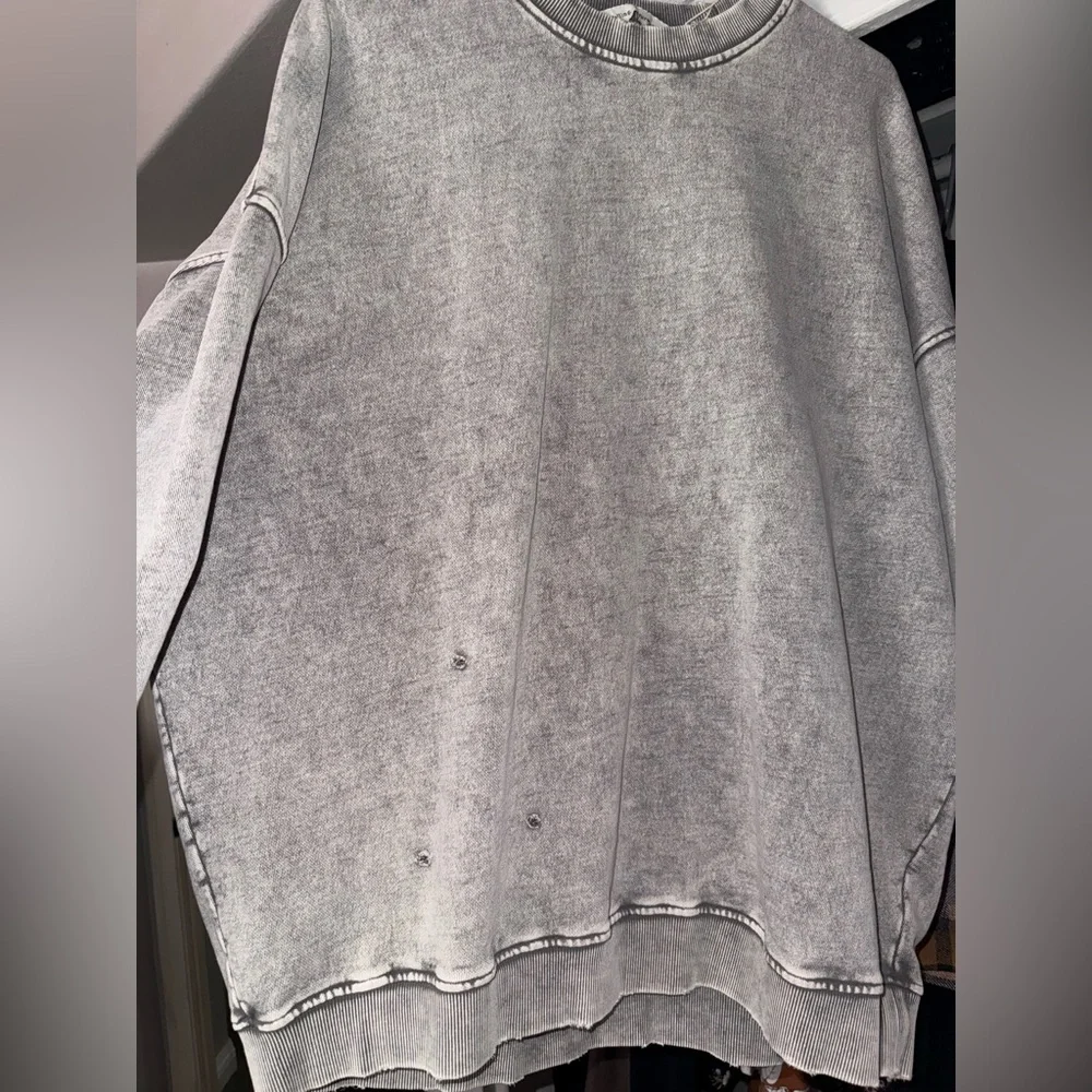 Free People Falling Forward NWOT Crewneck Sweatshirt XL Gray Oversized Pullover - Picture 11 of 14